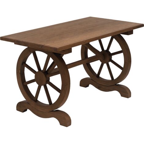 Outsuny Outdoor Coffee Table Dining Table Patio Display Desk Natural Fir Wood