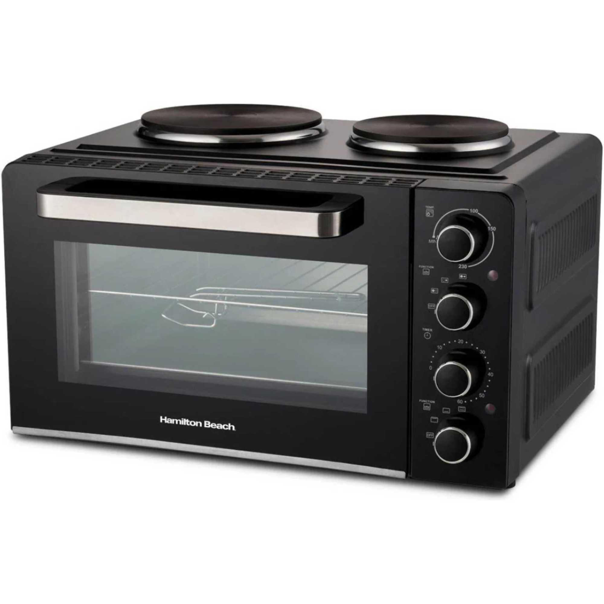Hamilton Beach HB28HDB 28l Mini Oven with Double Hotplate - Black
