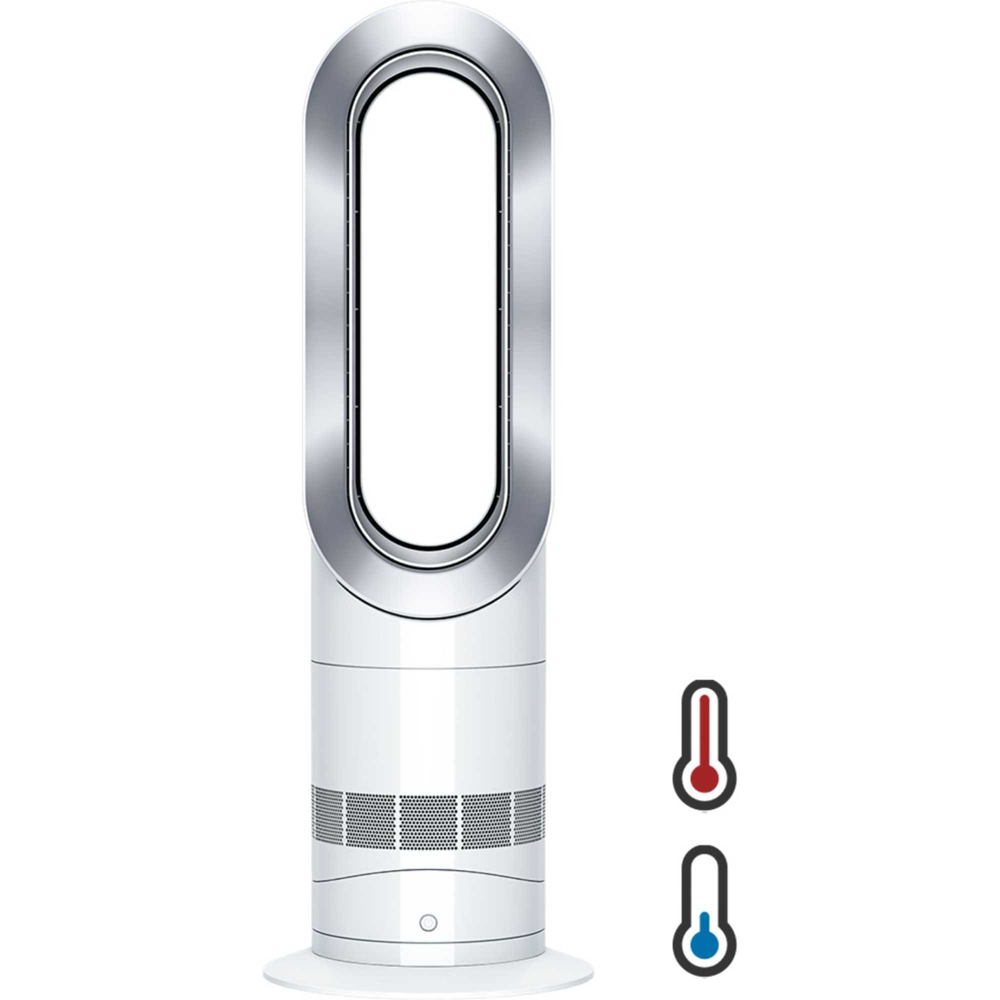 Dyson AM09 Hot + Cool Fan Heater, White/Nickel