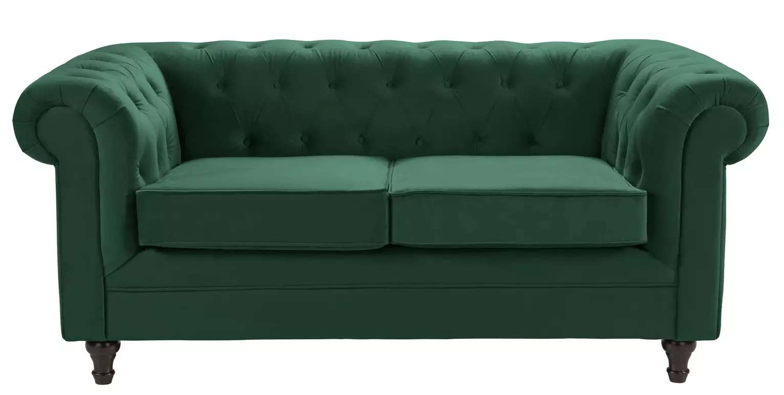 Chesterfield Velvet 2 Seater Sofa - Green