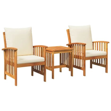 Garden Sofa Set with Cushion 3 pcs Brown Solid acacia wood vidaXL