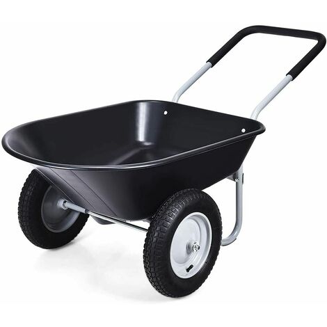Heavy Duty Plastic Two Wheeled Garden Yard Wheelbarrow Pneumatic Tyre 150KG