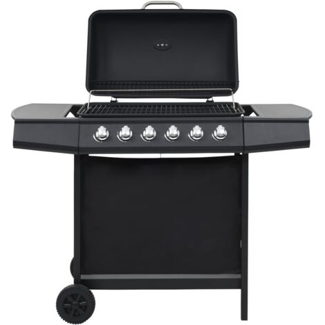 Gas BBQ Grill with 6 Cooking Zones Steel Black vidaXL