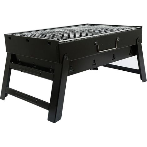 Foldable Charcoal Grill, Lightweight and Portable Mini Camping BBQ, Innovative Design, Easy to Clean, Black, Iron
