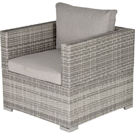 Outsunny Outdoor Garden Furniture Rattan Single Middle Sofa w/ Cushions Grey