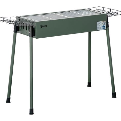 Outsunny Portable Charcoal Barbecue Grill with Seasoning Baskets and Hooks