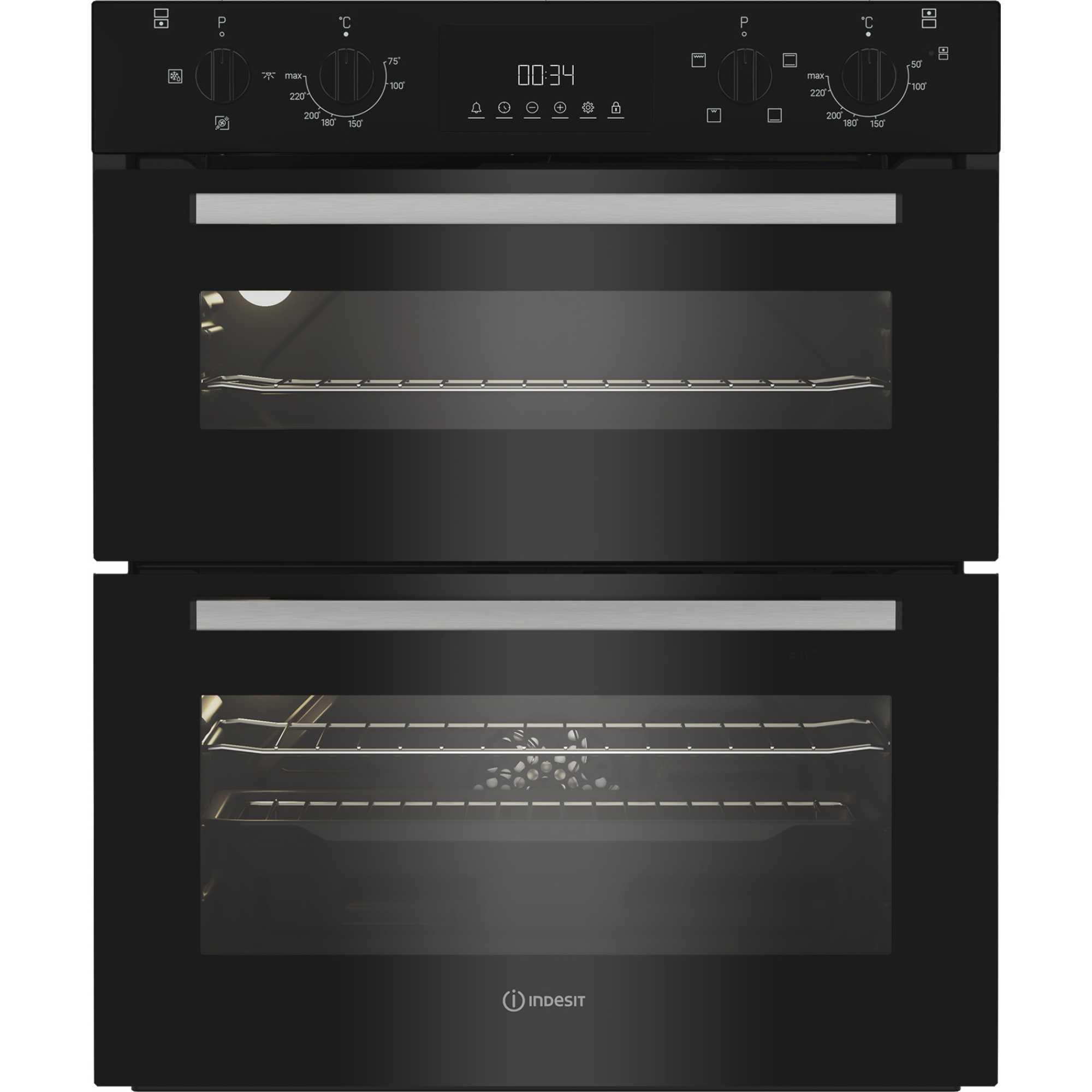 Indesit DUI 10D B Built-Under Electric Fan Double Oven - Black