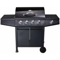 CosmoGrill 4+1 Gas Burner Garden Grill BBQ Barbecue W/ Side Burner & Storage - Black
