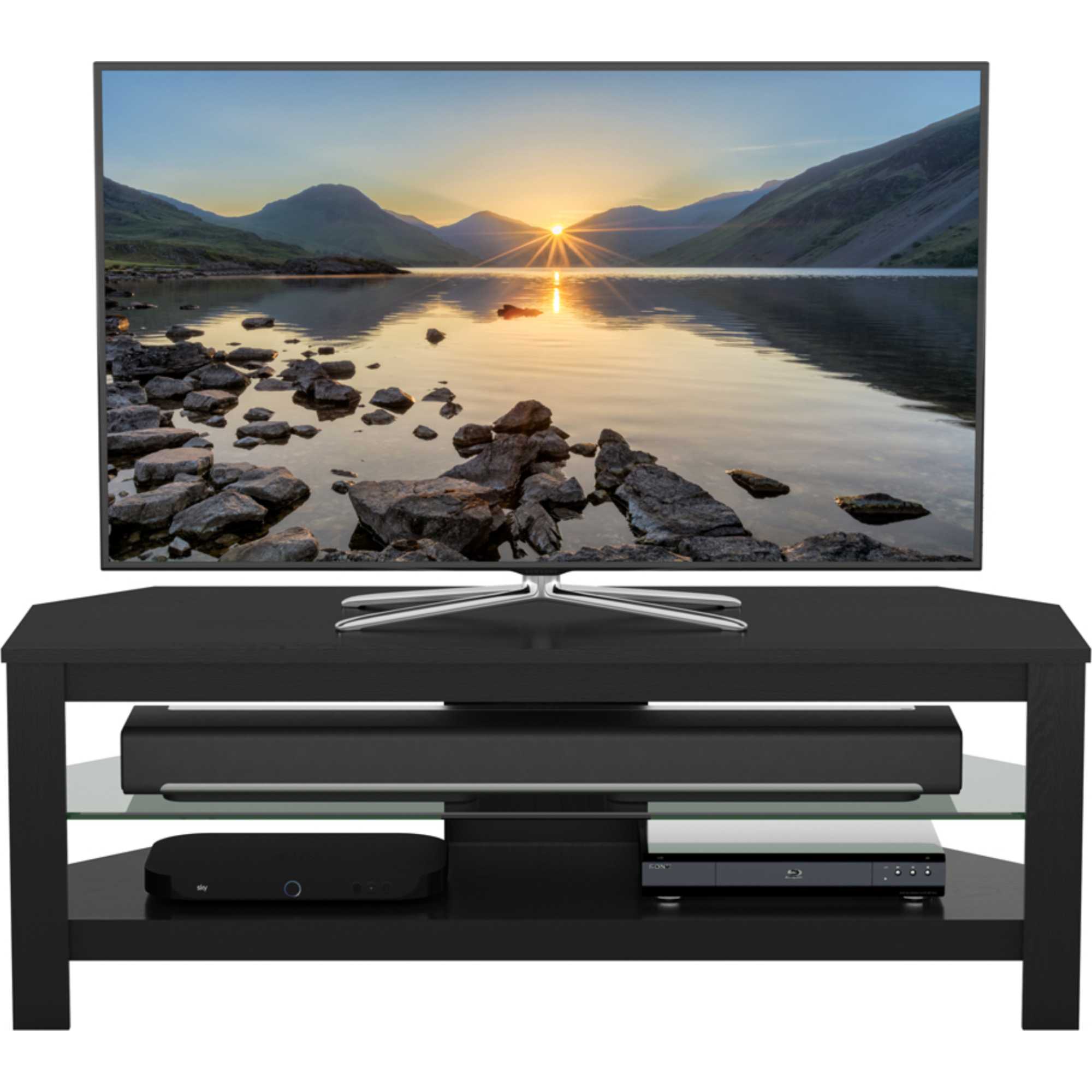 AVF\\ CA115BOX Calibre Plus TV Stand with Glass Shelf Up To 55" - Black Oak