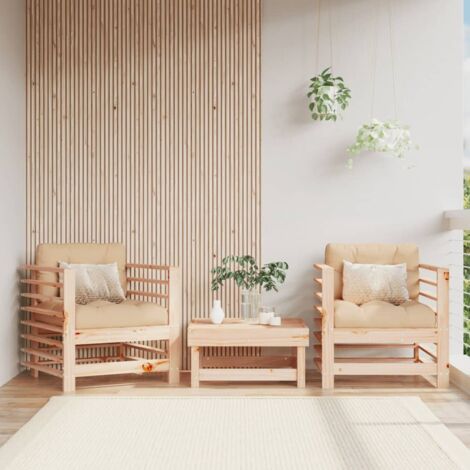 Garden Chairs with Cushions 2 pcs Solid Wood Pine vidaXL