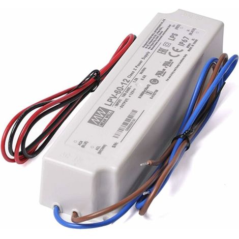 12V 60W 5A High Quality Waterproof IP67 Power Supply Suitable for Outdoor Use Model MeanWell LPV-60-12 Transformer for 12V LED Strip