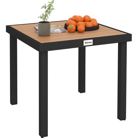 Outsunny 78 cm Garden Dining Table for 4, Square Outdoor Side Table, Natural