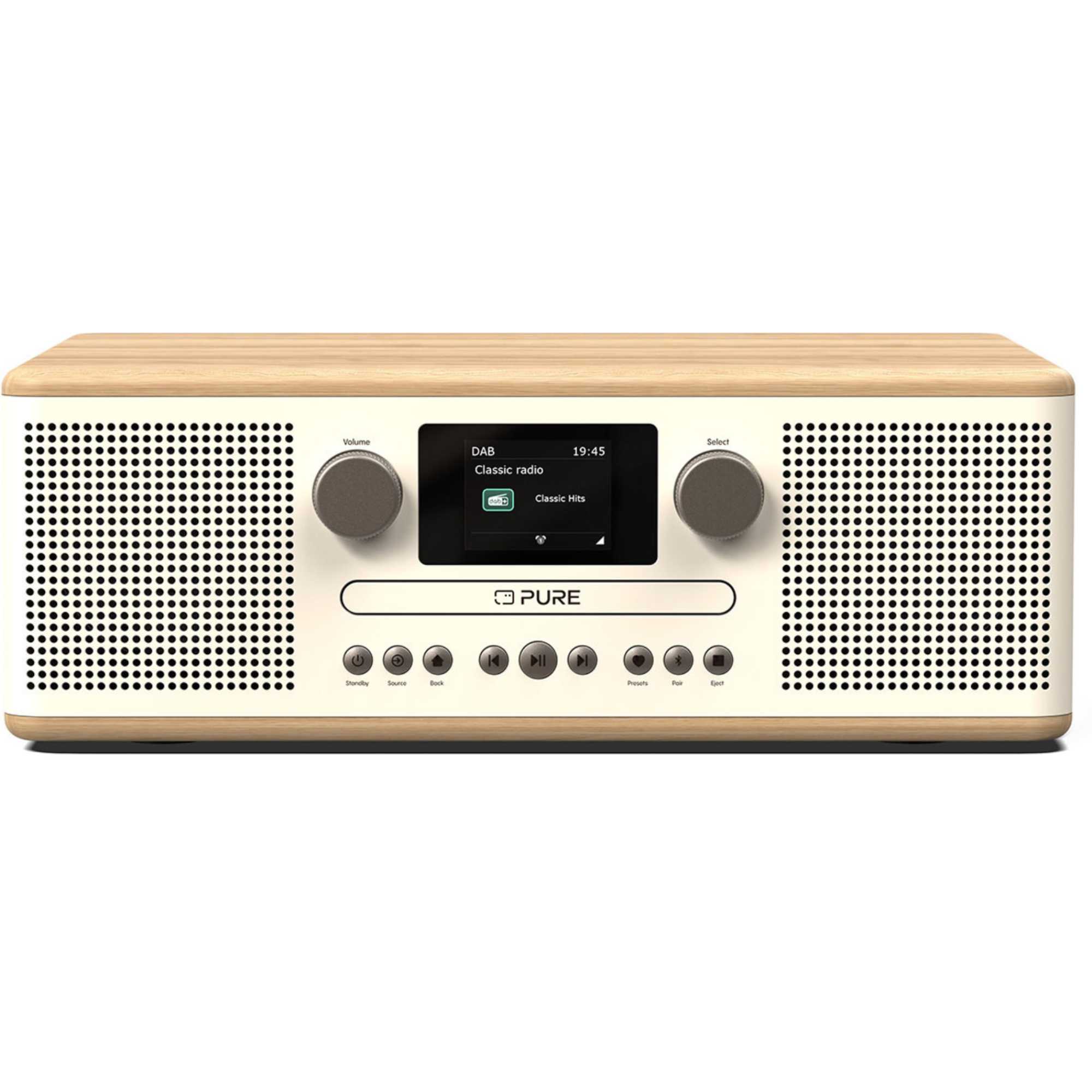Pure\\ CLASSIC-CD6 DAB+/FM CD Radio with Bluetooth - White & Oak