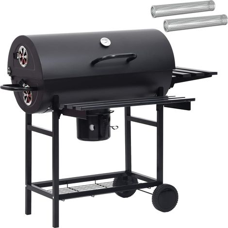 Barrel Grill with Wheels and Shelves 3 pcs 115 x 85 x 95 cm vidaXL
