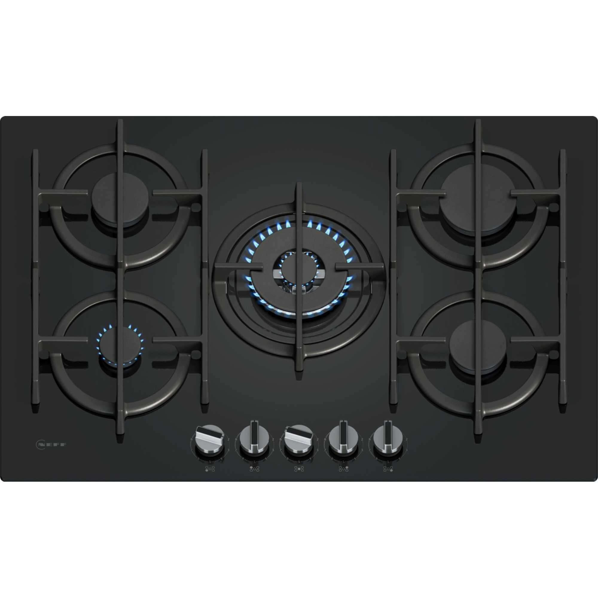 NEFF T27PIQ4S0 N70 75cm 5 Burner Gas Hob - Black