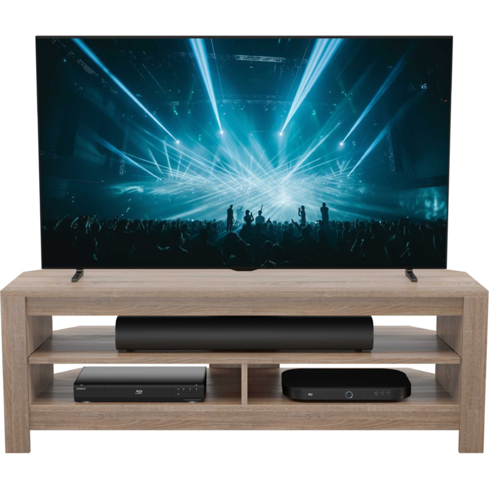 AVF CAS120GO Calibre Sound 1.2m TV Stand with Sliding Shelf - Rustic Sawn Oak