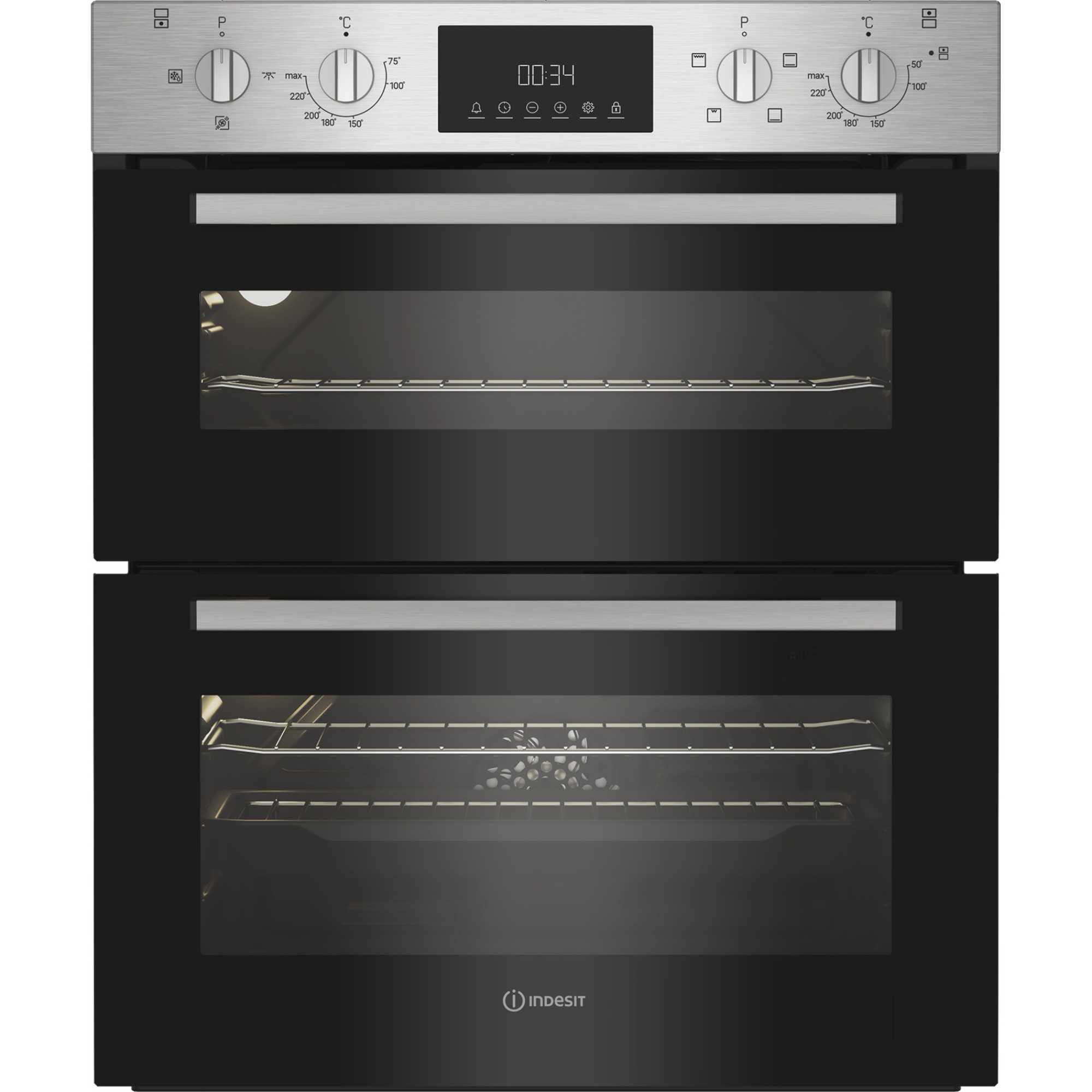 Indesit DUI 10D IX Built-Under Electric Fan Double Oven - Stainless Steel