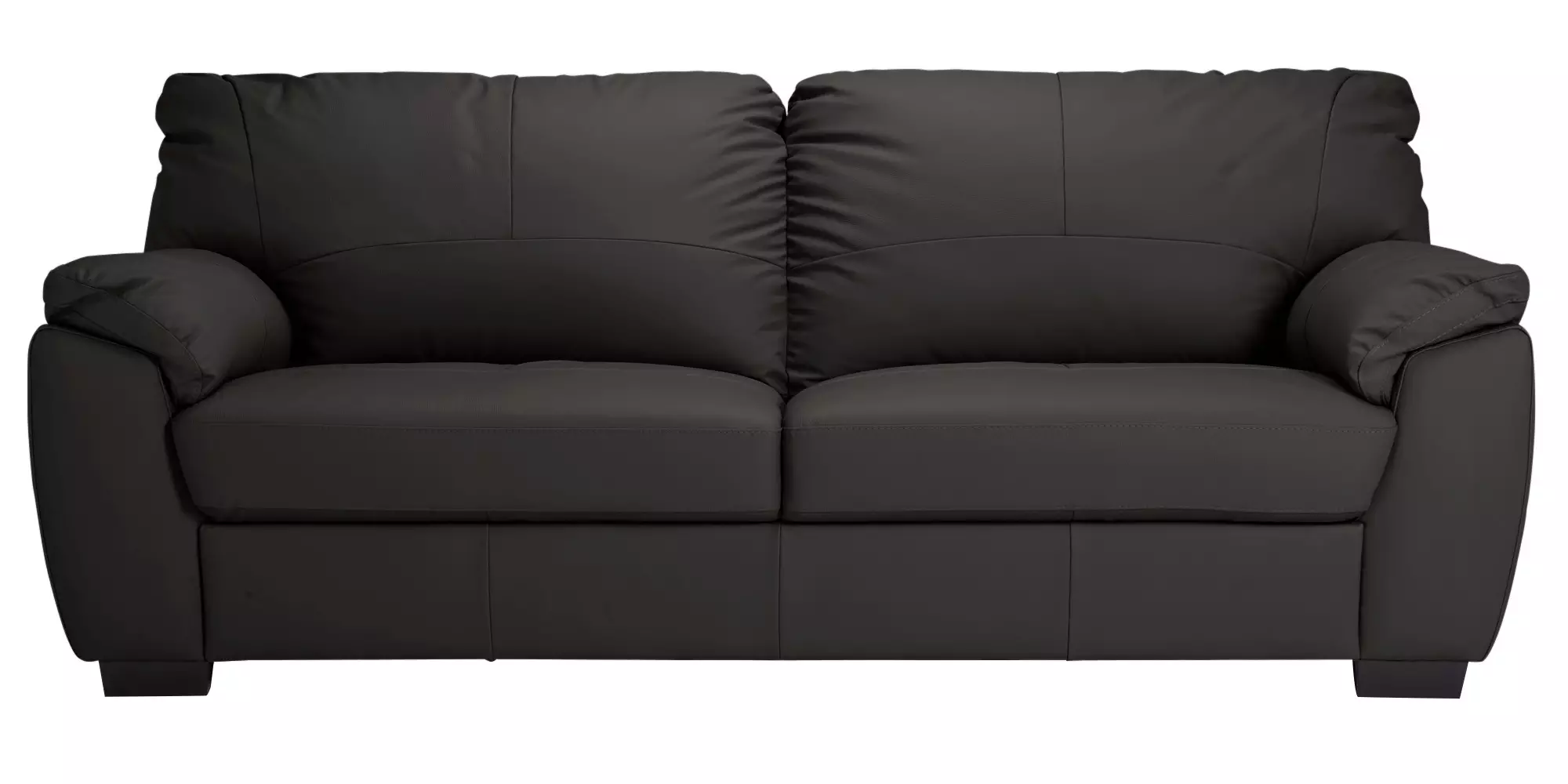 Milano Leather 4 Seater Sofa - Black