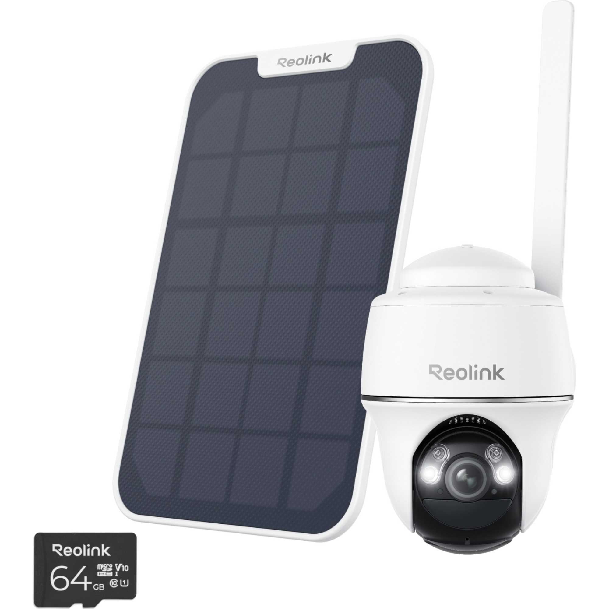Reolink Go Series 2K PT Battery 4G LTE Outdoor Security Camera with Solar Panel + 64GB