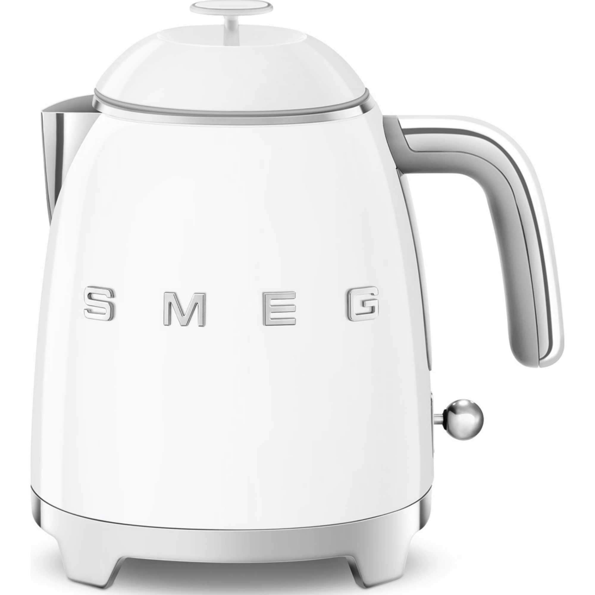 Smeg KLF05WHUK 0.8L Mini Kettle, Retro 50's Style, Anti-Slip Base, Auto Shut Off, 1400W, White