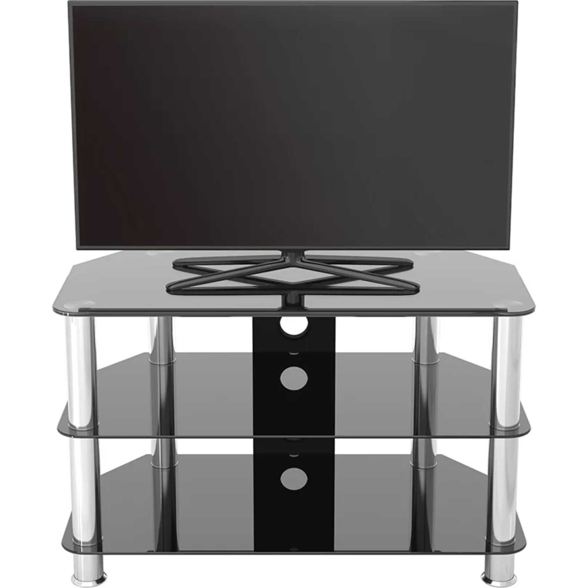AVF\\ SDC800 80cm Glass Corner TV Stand - Black & Chrome