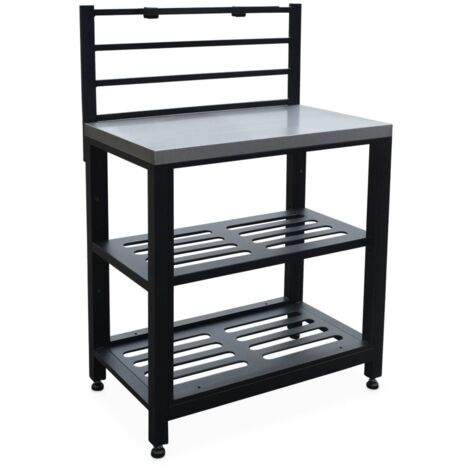 2-shelf steel outdoor kitchen Black 48x80x124 cm - Grimaud