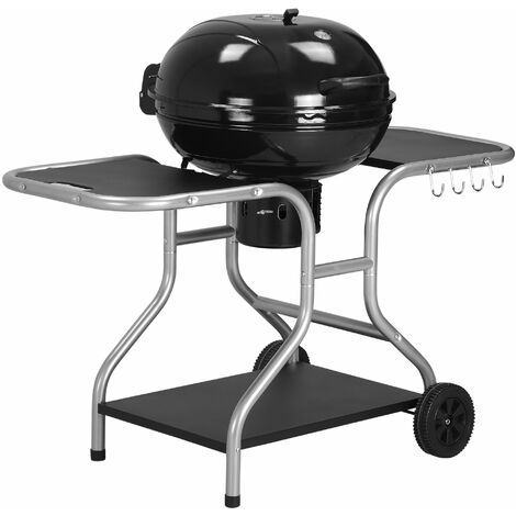 Outsunny Garden Charcoal Barbecue Grill Trolley BBQ Patio Heating w/ Wheels