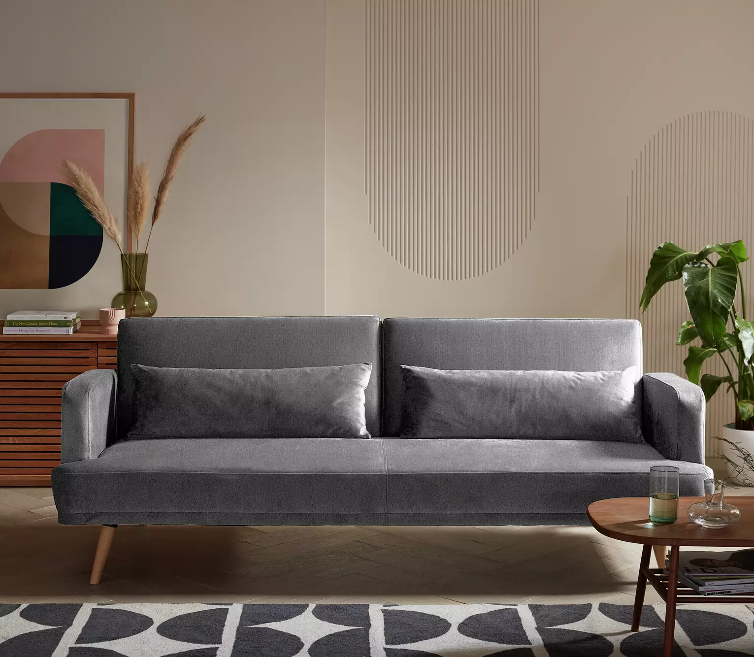 Andy Fabric 3 Seater Clic Clac Sofa Bed - Grey