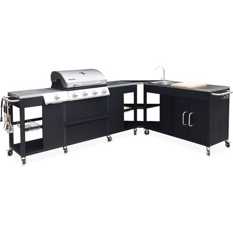 Rochefort - 5-burner gas barbecue with sink, board, utensils, worktop and thermometer