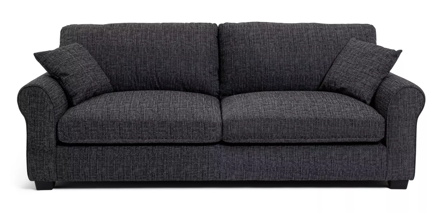 Lisbon Fabric 4 Seater Sofa - Charcoal