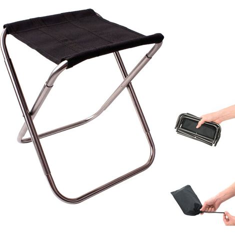 Mini Portable Folding Chair with Bag, Aluminum Ultralight Compact Folding Stool with Carry Bag for Garden, Beach, Fishing, Hiking, Camping, Picnic