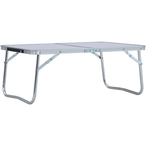 vidaXL Folding Camping Table White Aluminium 60x40 cm