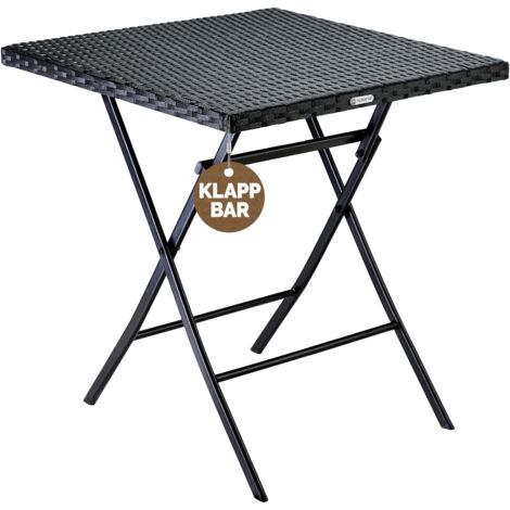 CASARIA® Rome Polyrattan Folding Garden Table 65x65cm Weatherproof 60kg Load Capacity Space Saving Outdoor Modern Patio Balcony Portable Camping Foldable Side Table Black