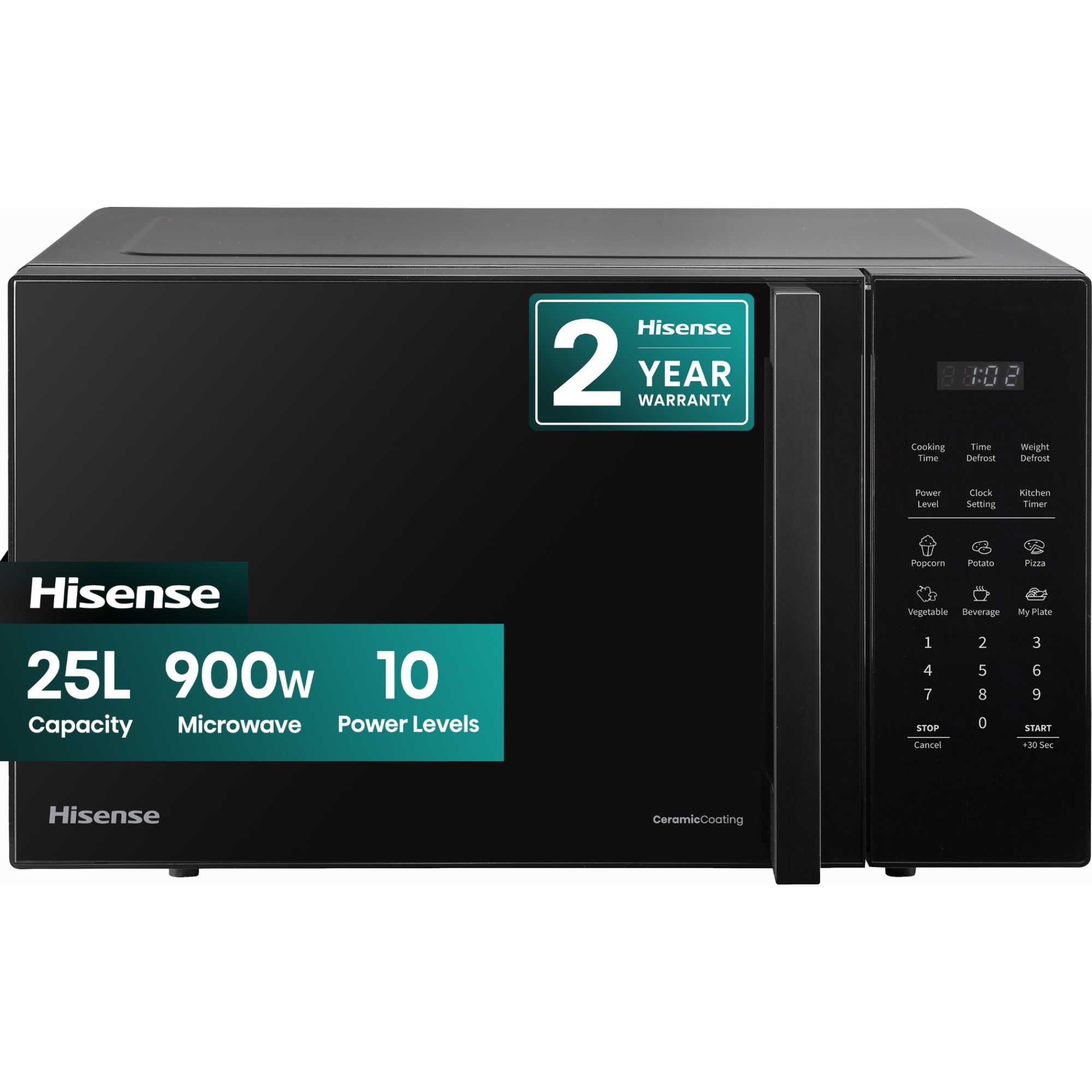 Hisense H25MOBS7HUK Freestanding Solo Microwave 6 Presets