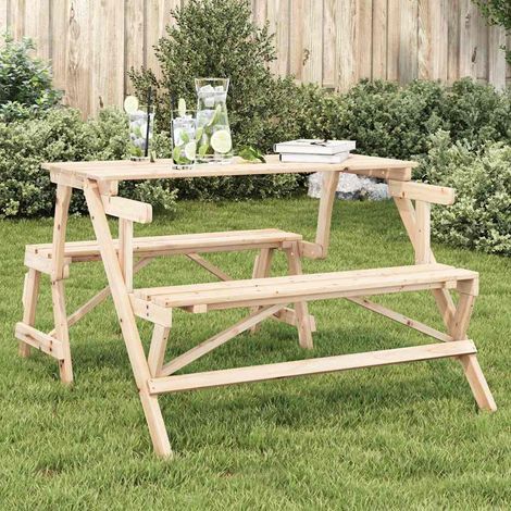 Picnic Table with Benches Solid Wood Fir 2-in-1 Convertible vidaXL
