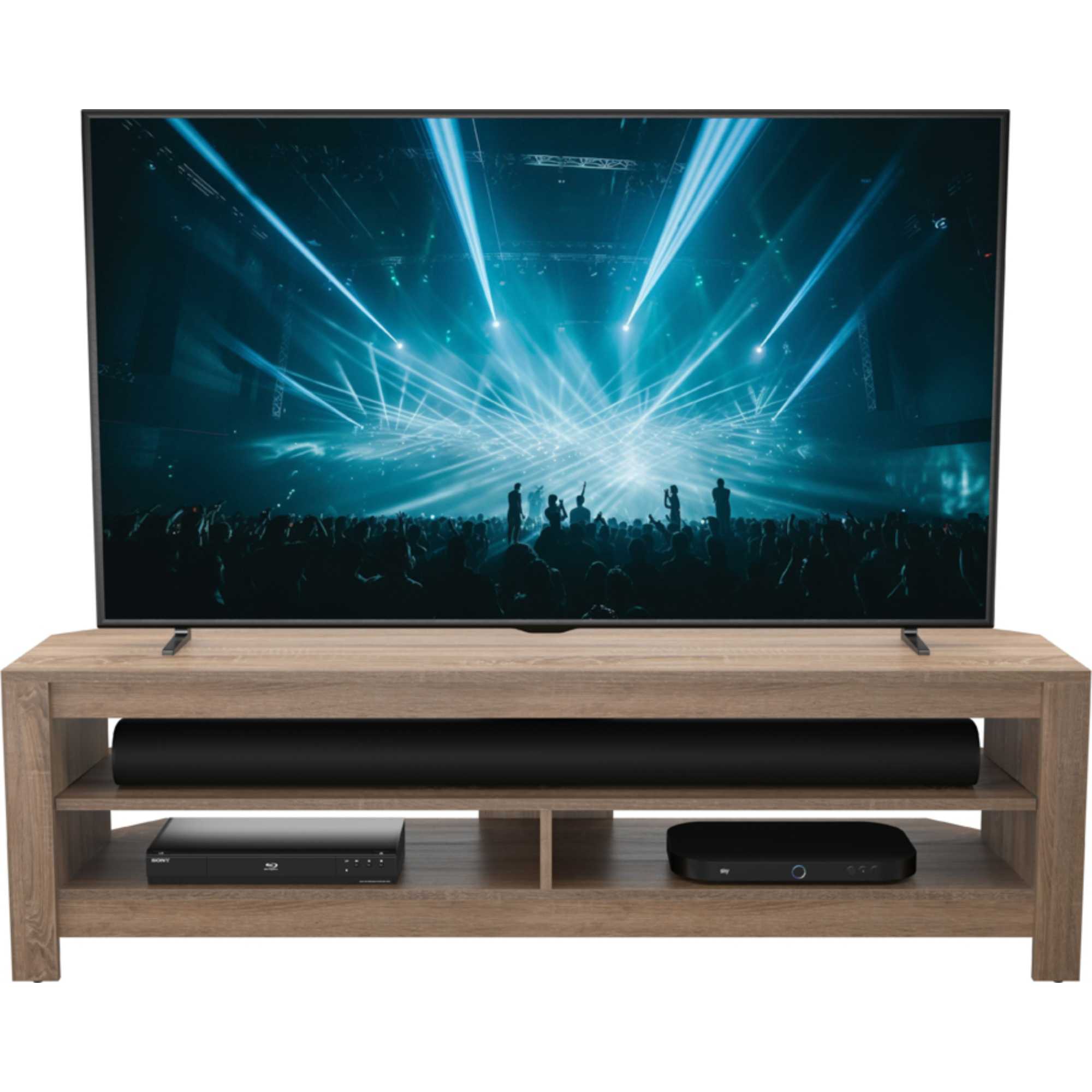 CAS140GO Calibre Sound TV Stand with Sliding Shelf Up To 65" - Rustic Sawn Oak | AVF