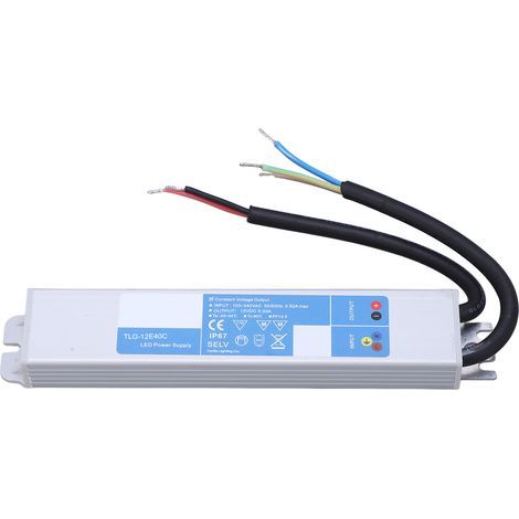 IP67 waterproof 40W LED power supply, 12V DC transformer for outdoor spotlight, 100-240VAC power adapter, power supply for light strip, for garden and patio use