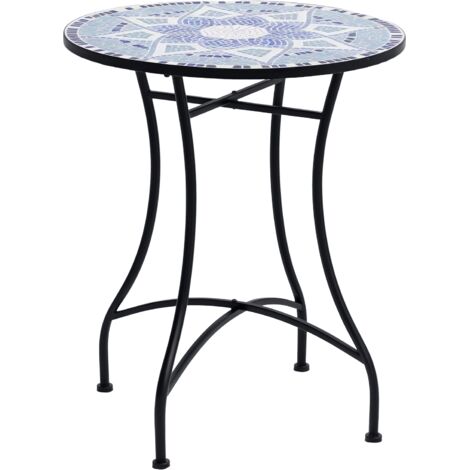 Outsunny Garden Table, Mosaic Round Patio Side Table with 60cm Ceramic Top