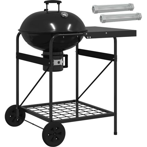 Charcoal Grill with Smoker Tubes 91 x 71 x 107 cm Steel Black vidaXL