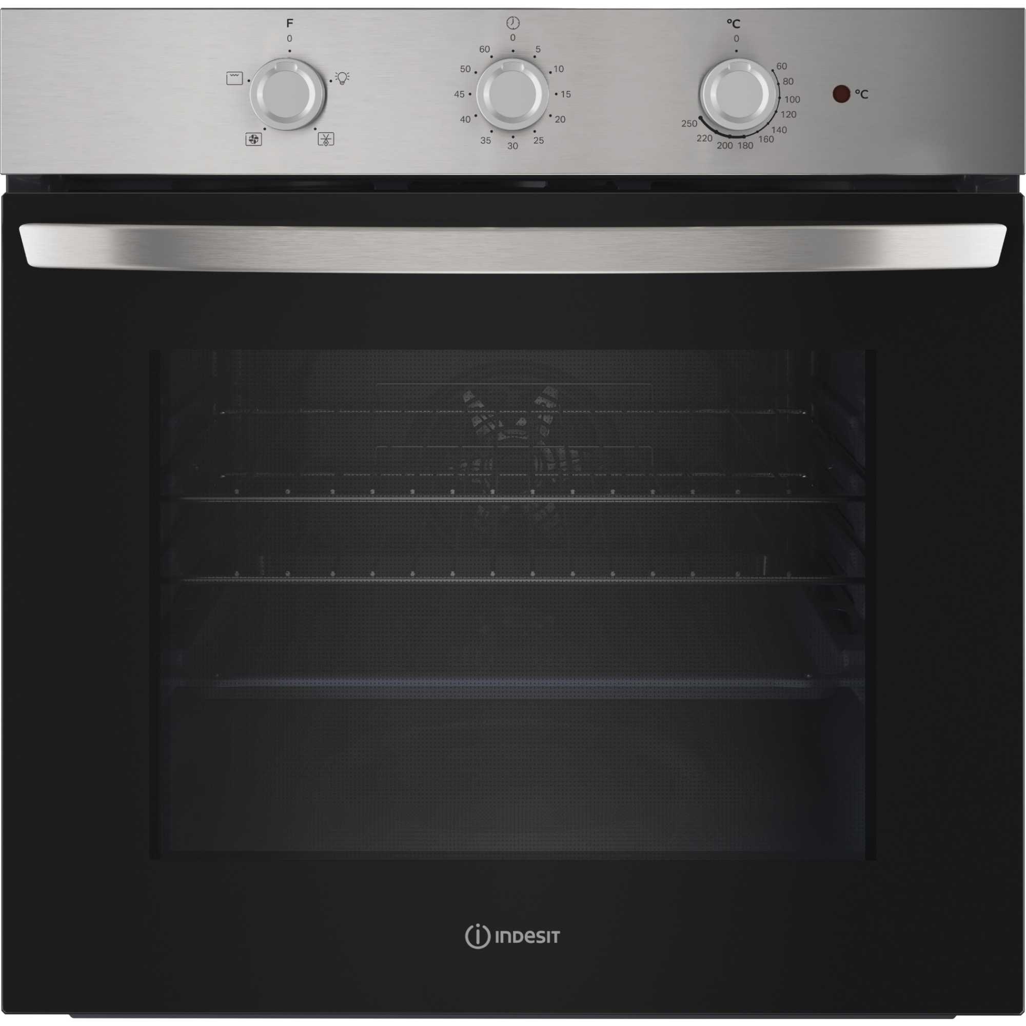 Indesit IO 233 X UK Click&Clean 60cm 71l Electric Single Fan Oven - Stainless Steel
