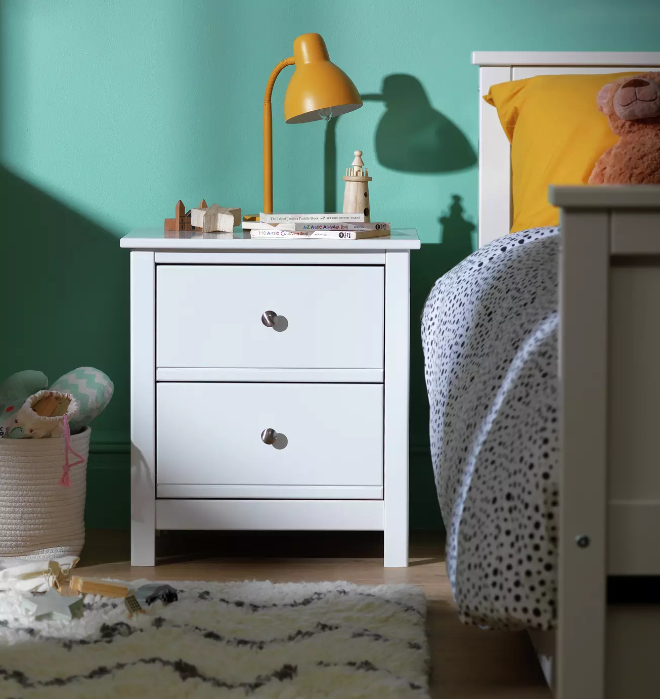 Brooklyn 2 Drawer Bedside Table - White