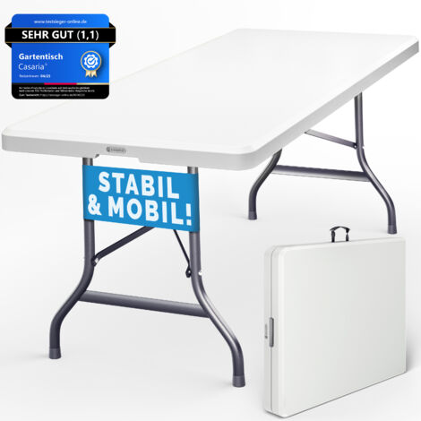CASARIA® Folding Plastic Garden Camping Buffet Table Your Ultimate All-Rounder 220cm Length Foldable & Portable Weatherproof & Sturdy Perfect for Indoor & Outdoor Use White