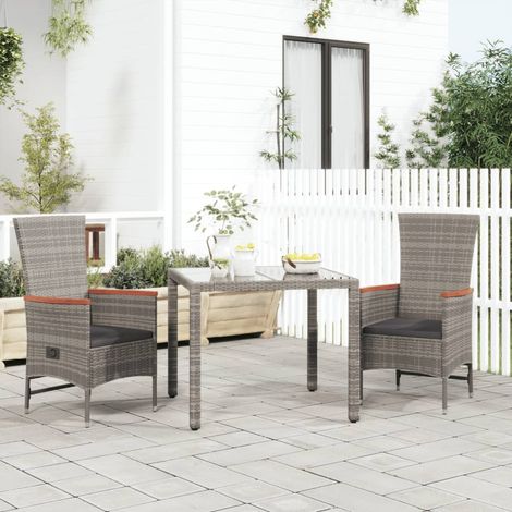 Reclining Garden Chairs with Cushions 2 pcs Grey Poly Rattan vidaXL