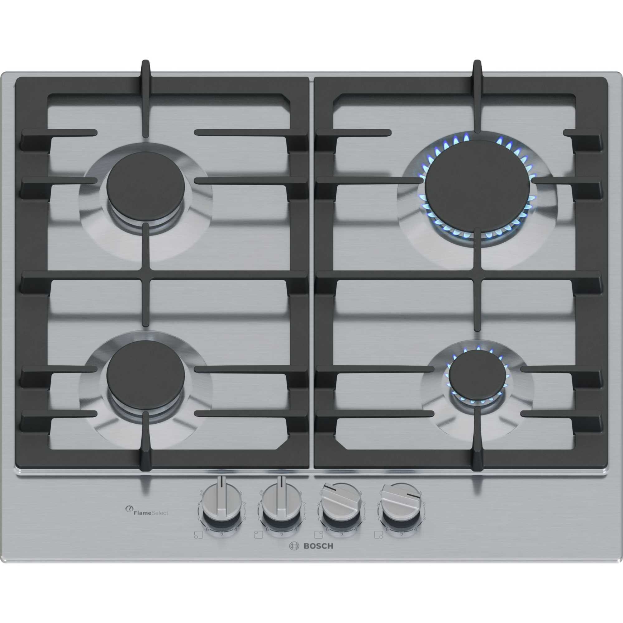 Bosch PCP6A5I90 Series 6 58cm 4 Zone Gas Hob - Stainless Steel