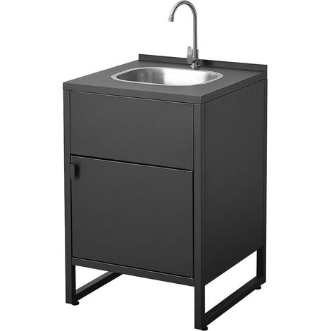 Outdoor kitchen steel sink and 1 door L60cm black - Kea