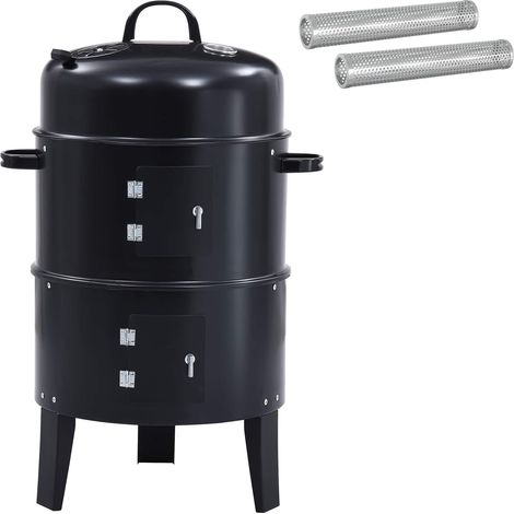 Outdoor Grill Ø 40 x 80 cm Steel Black vidaXL