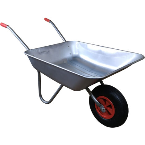 Samuel ALEXANDER 65 Litre 60kg Capacity Galvanised Metal Garden Cart Wheelbarrow - Heavy Duty Garden Wheelbarrows with Pneumatic Tyre