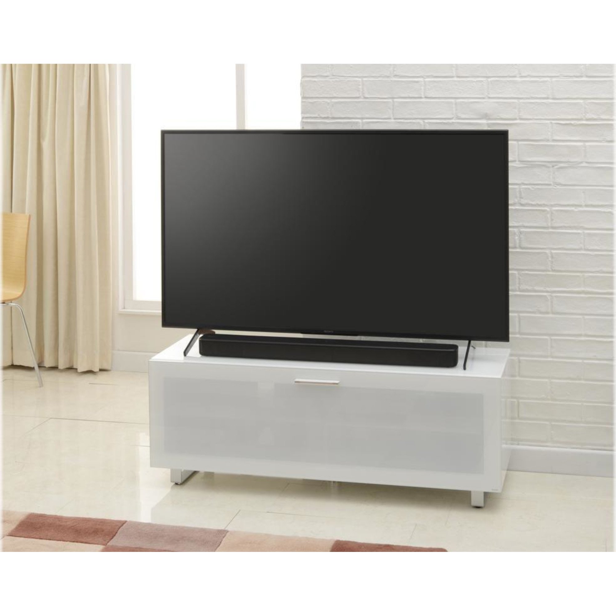 TTAP SOR-1200-WHT Sorento 1200mm Glass Top AV Stand - White