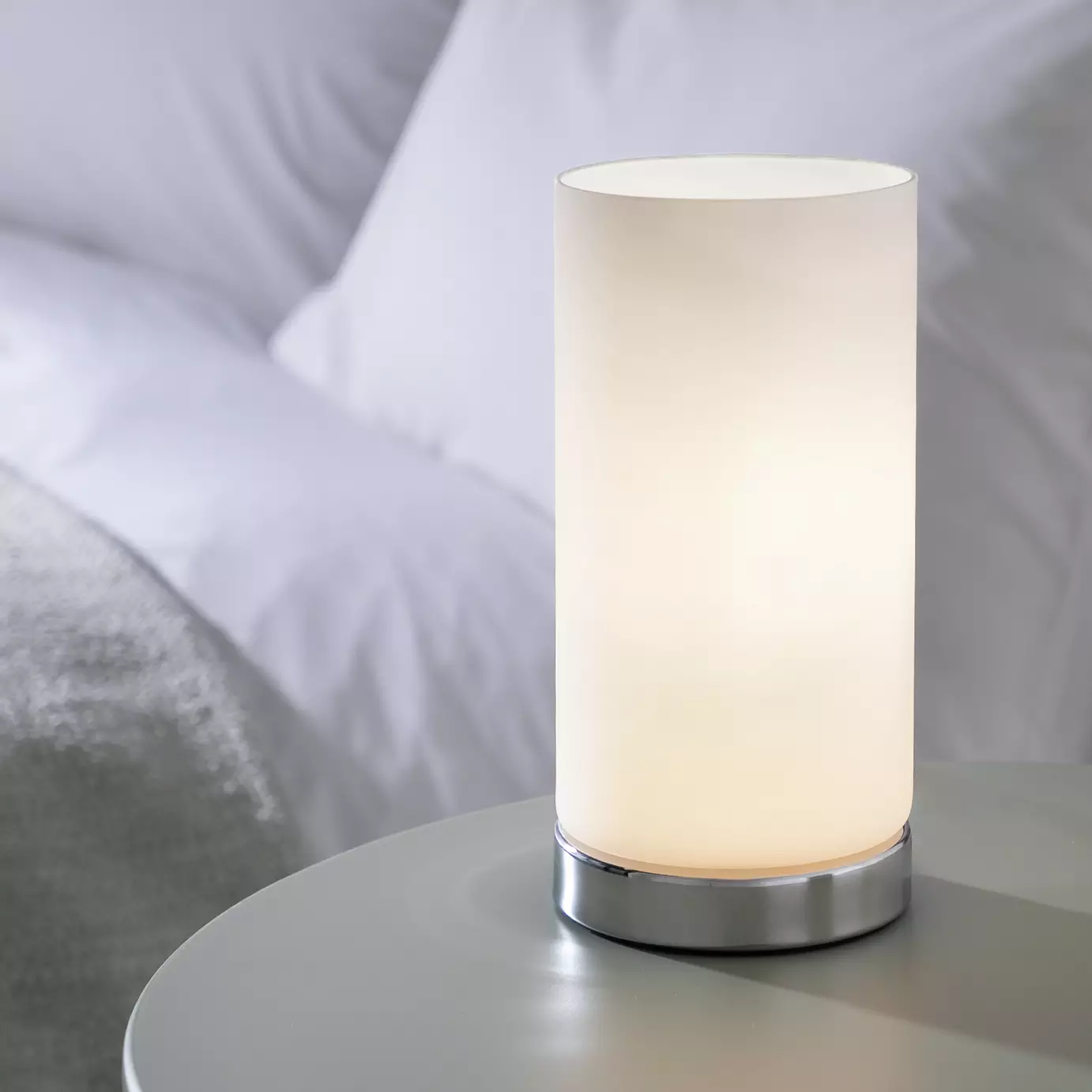 Opal Glass Table Lamp - Chrome