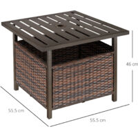 Outsunny Outdoor Rattan Coffee Table w/ Umbrella Hole Fit for Garden Backyard